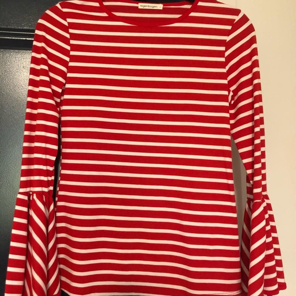 Red and White Striped Top